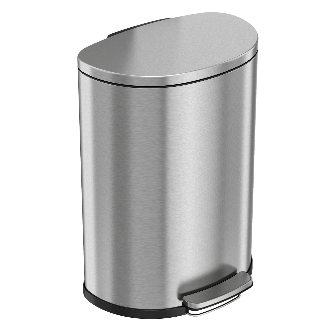 13 Gallon Semi-Round Step Trash Can with Stainless Steel Finish