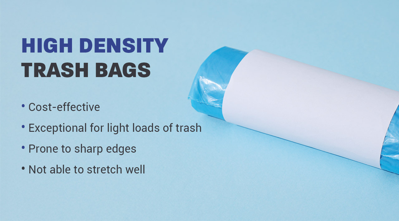 High density trash bag High density trash bag liner in an office waste bin