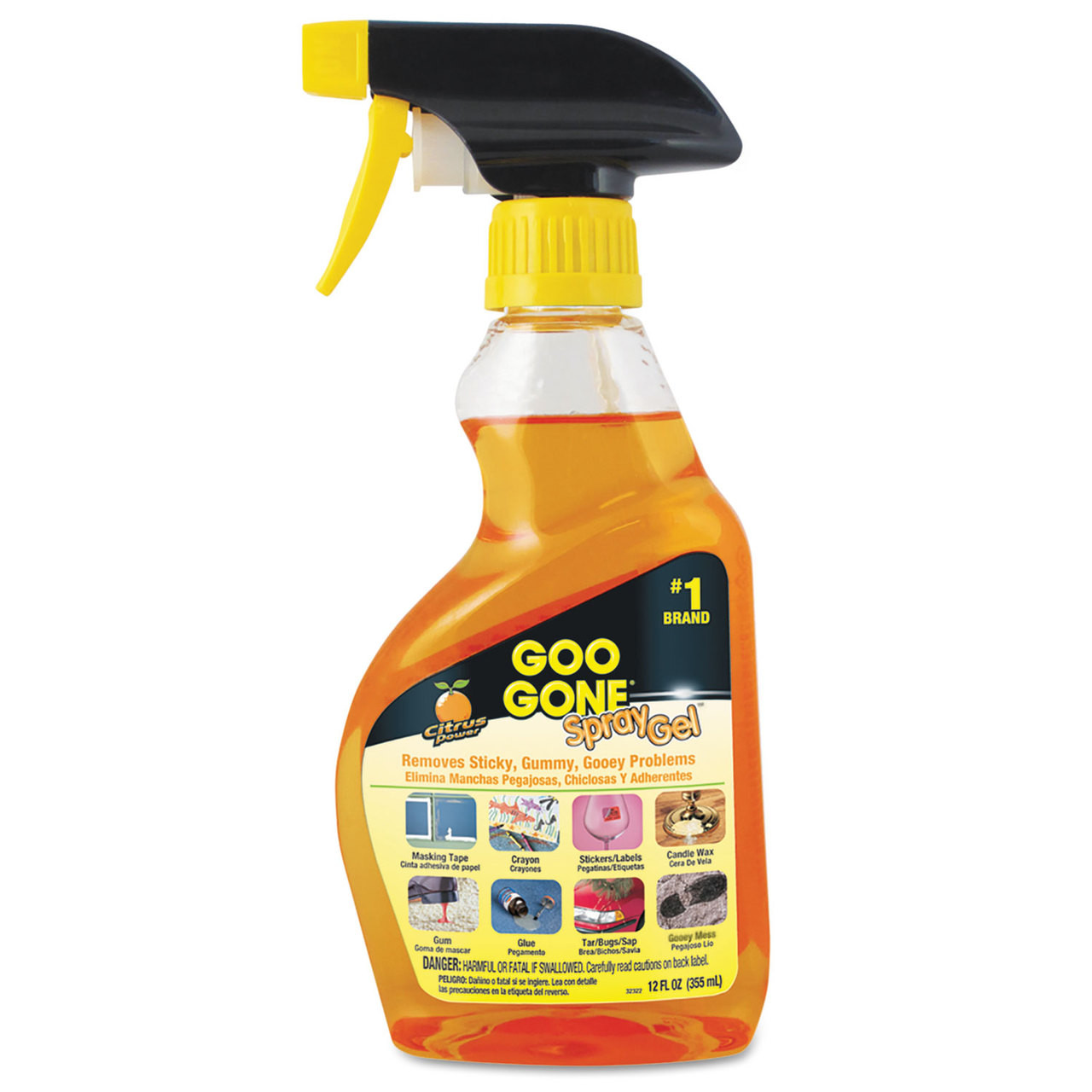 Goo Gone Spray Gel - 12 oz (0.75 lb)Bottle - 6 / Carton - Orange