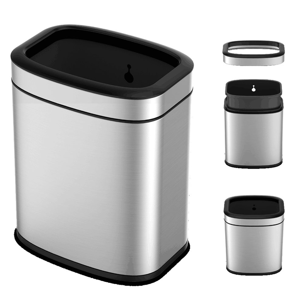 Slim Trash Can, Stainless Steel Trash Can 10.5 Gallon