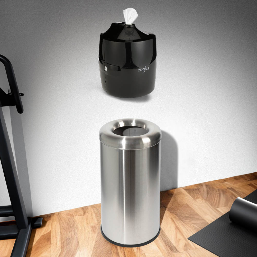 Top-Quality Trash Receptacle. Dispenser & Sanitizing Wipes | Zogics
