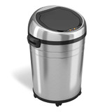 18 Gal Large Round Sensor Stainless Steel Trash Can