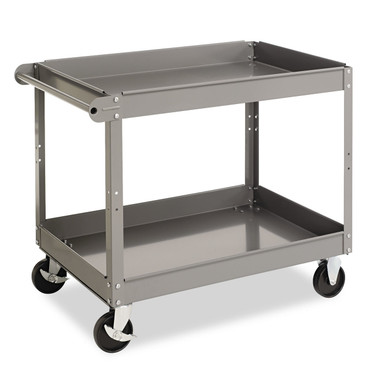 Tennsco Two-Shelf Metal Cart. 3-3/8" tray lip reverses to a flat top.