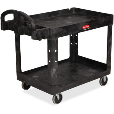 Heavy Duty Utility Cart with Lipped Shelf, Black