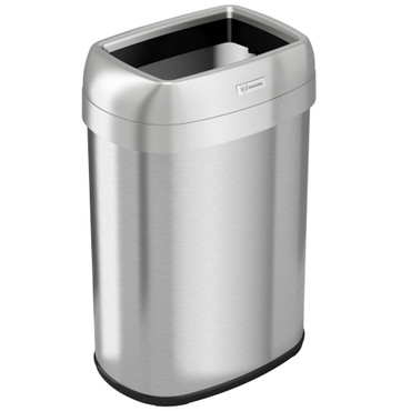 13 Gallon Stainless Steel Elliptical Open Top Trash Can