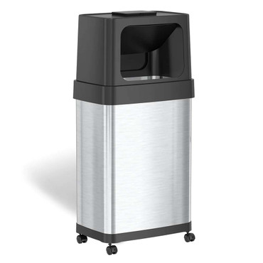 18 Gallon Stainless Steel Square Dual Side Push Open Trash Can