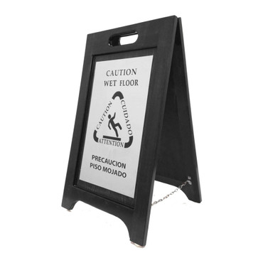 Wooden Wet Floor Sign Bilingual