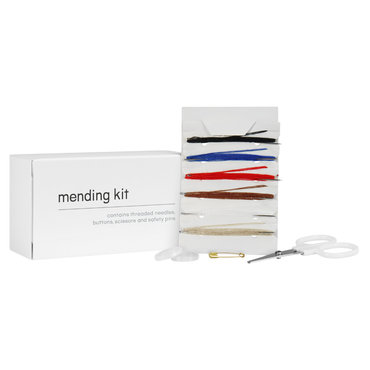 Luxury boxed travel sewing kit for hotel guest rooms with threaded needles and buttons