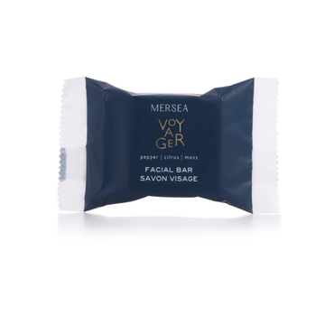 Mersea Voyager 1 oz Facial Bar Soap with flow wrap packaging for hotels