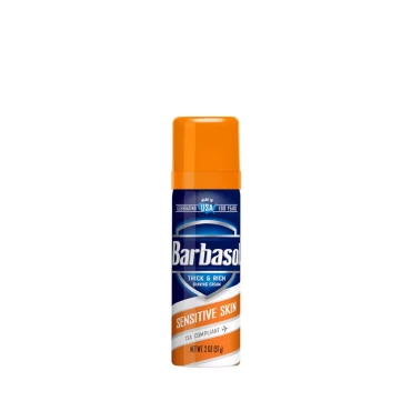 Barbasol Sensitive Skin Thick and Rich Shaving Cream 2 oz travel size can