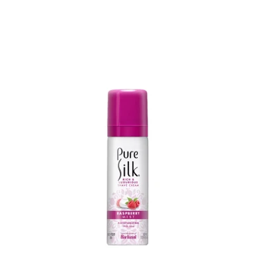 Pure Silk Raspberry Mist travel shave cream 2.25 oz TSA-approved can