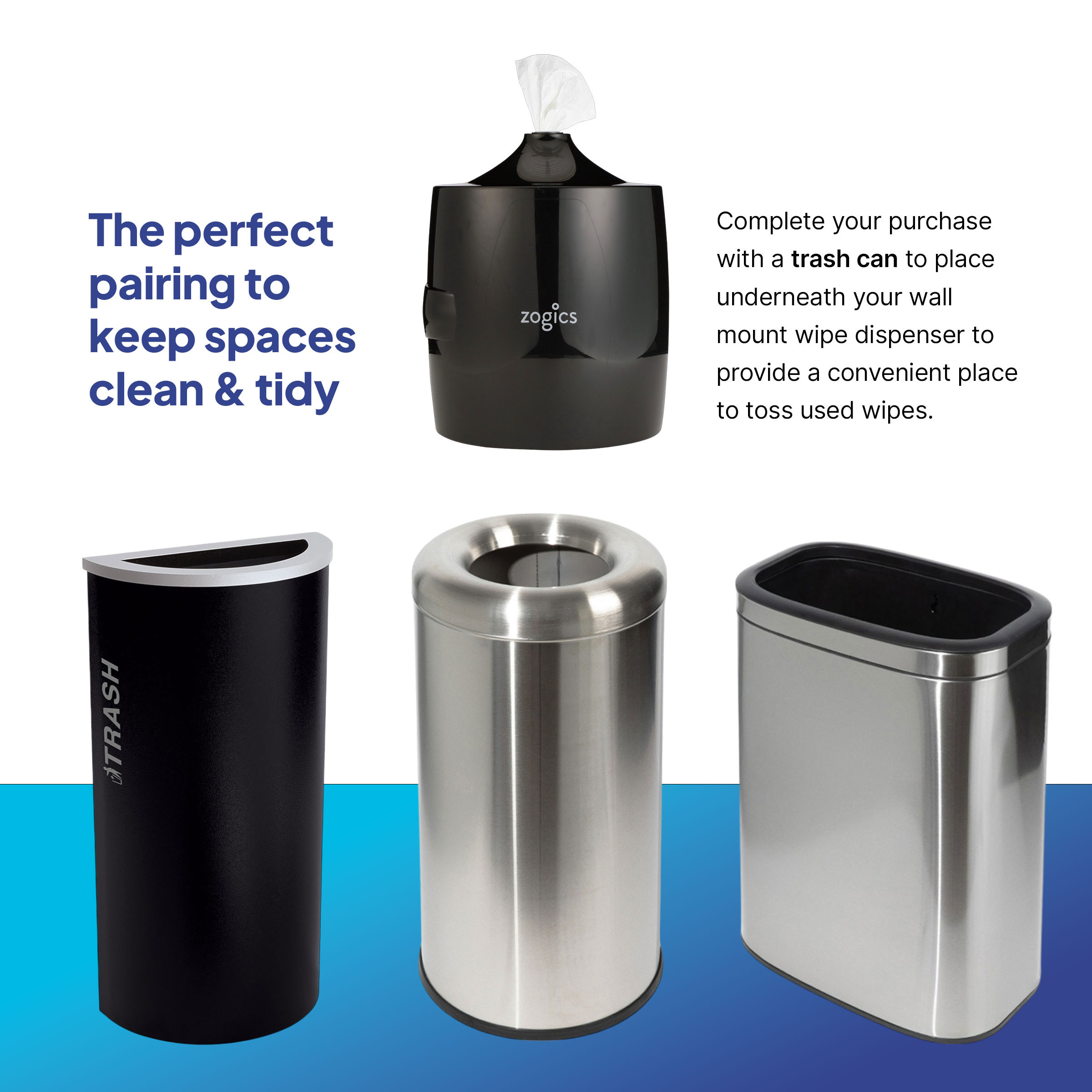 Zogics Wall Mounted Wipes Dispenser | Upward Wipe Dispenser