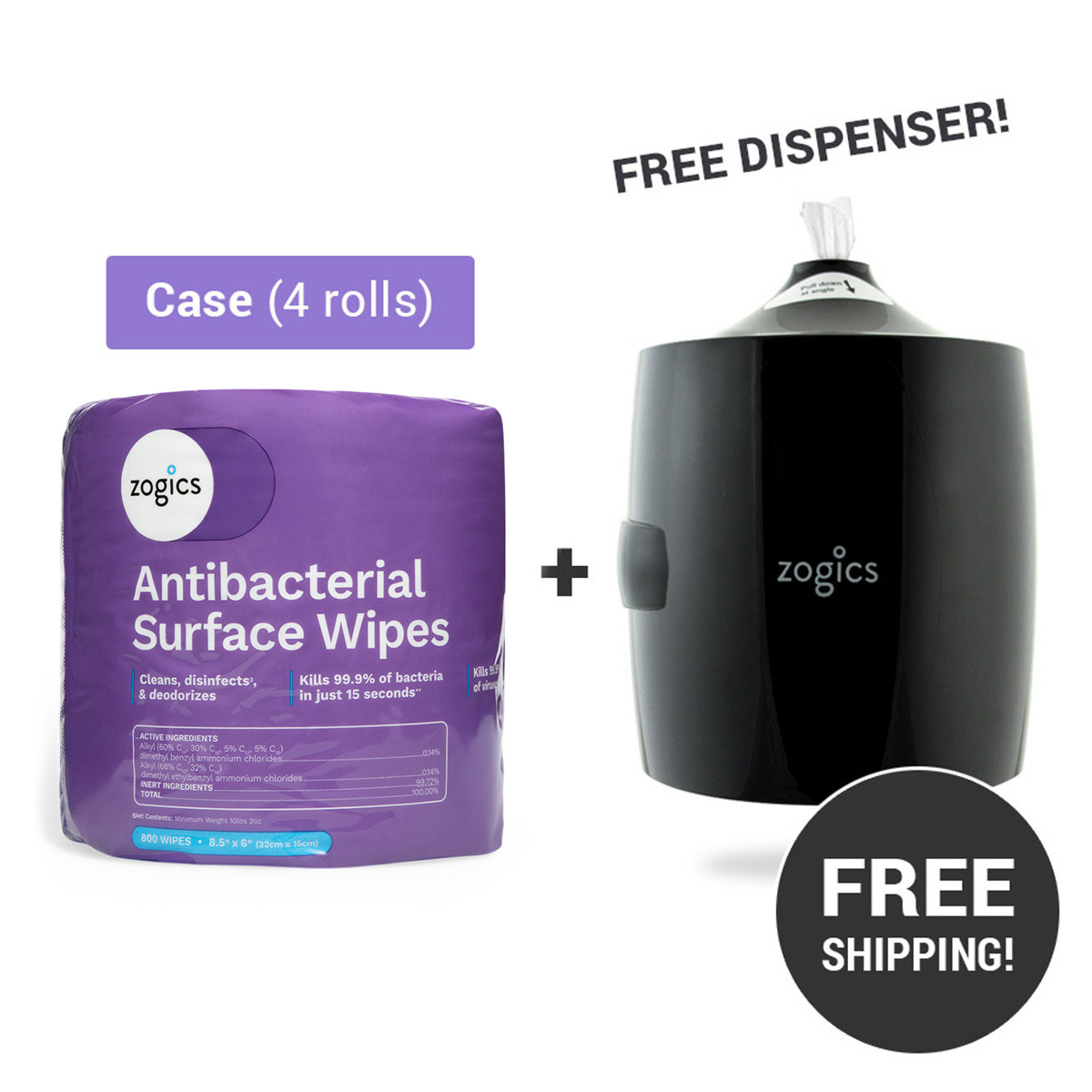 Antibacterial Wipes Free Dispenser Bundle