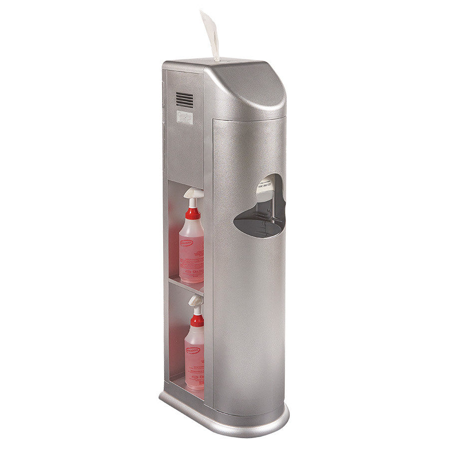 The Cleaning Station featuring Sanitizing Station and wipe dispenser combo