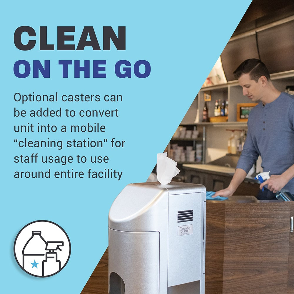 Compact Sanitizer Wipe Station for high-traffic areas