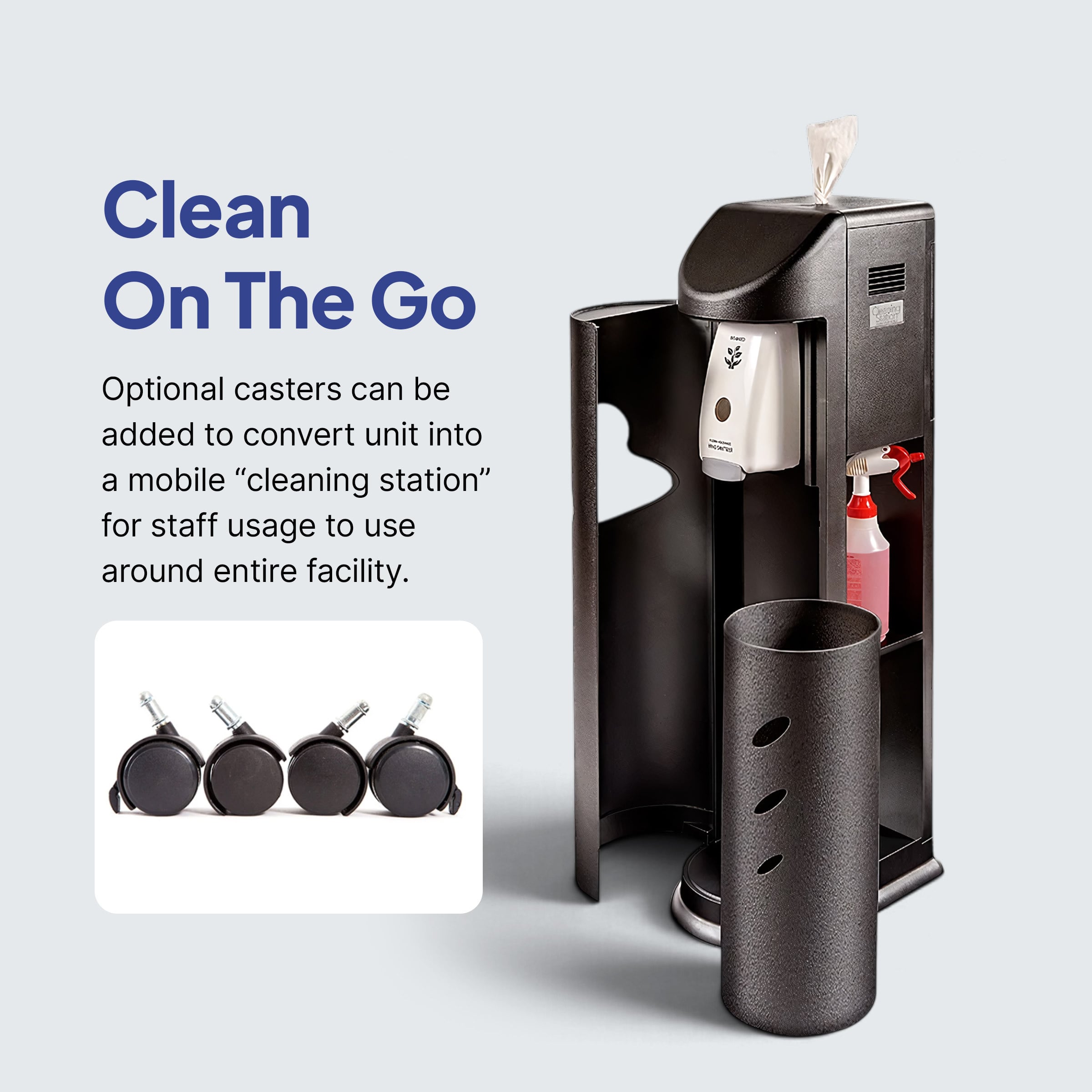 Compact Sanitizer Wipe Station for high-traffic areas