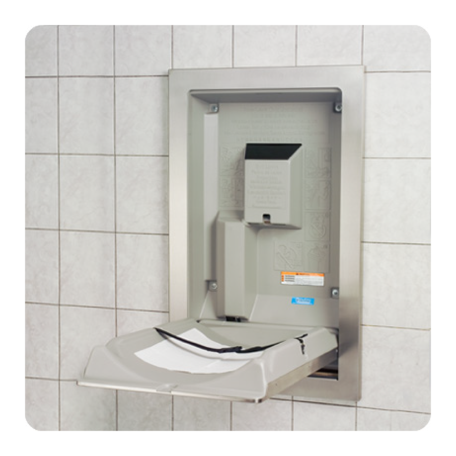 Koala Kare Vertical Stainless Steel Baby Changing Station, KB111-SS - Recessed, Installation View