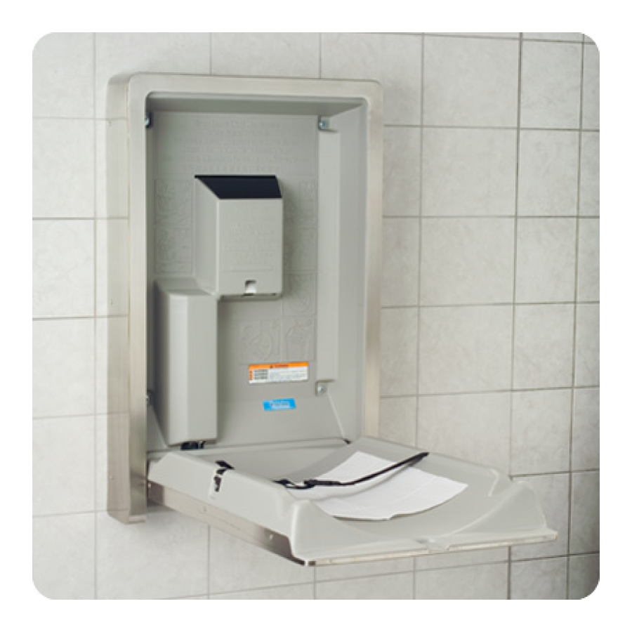 Koala Kare Vertical Stainless Steel Baby Changing Station, KB111-SS, Surface Mounted, Installation View