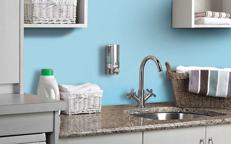 AVIVA Single Soap Dispenser, 1 Chamber, Satin Silver, Installation View