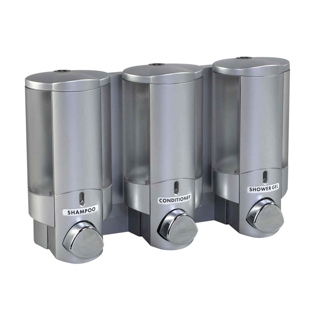 AVIVA Triple Soap Dispenser, 3 Chambers, Satin Silver