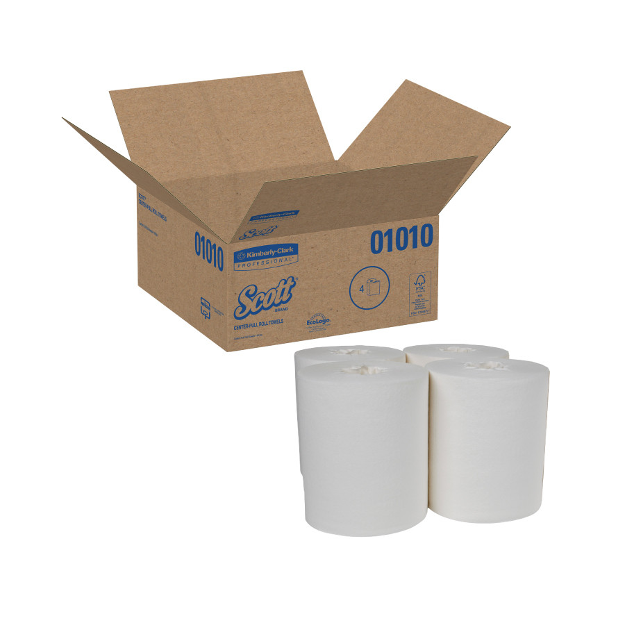 Kimberly-Clark Scott Center-Pull Towels, 01010 (500 sheets/roll) (4 rolls/case)