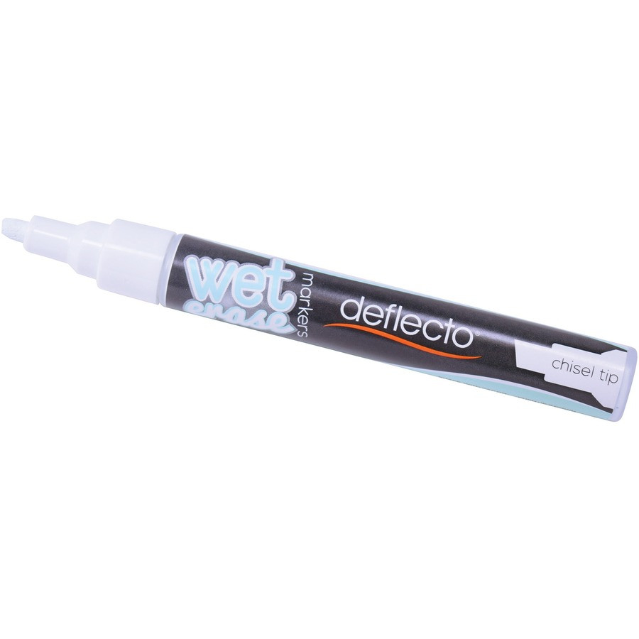 Deflecto Liquid Chalk Marker, Chisel, White, (4 units/pack) (DEFSMA510V4WT)