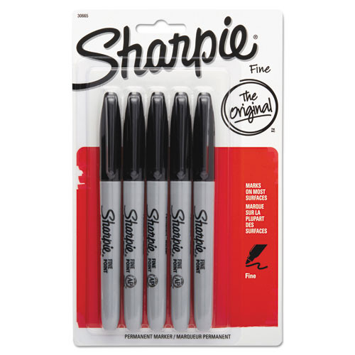 Sharpie® Fine Point Permanent Marker, Black, 5/Pack