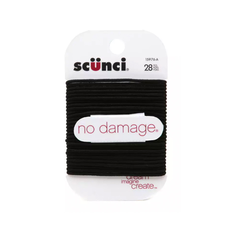 Scunci No Damage Hair Elastics, Medium, Black