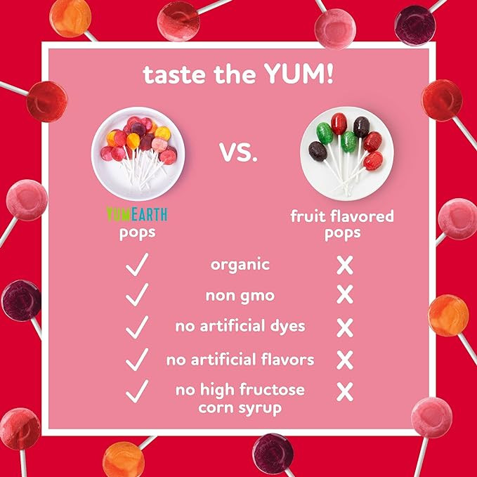 YUMEARTH Organic Lolipops, 3.5 lbs, (300/bag)