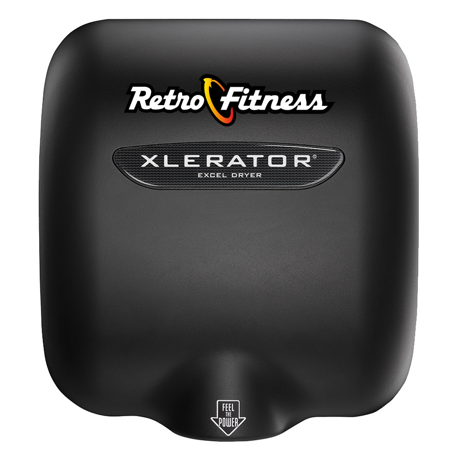 XLERATOR Hand Dryer, Retro Fitness Custom Cover on Black (XL-SI-B-Retro)