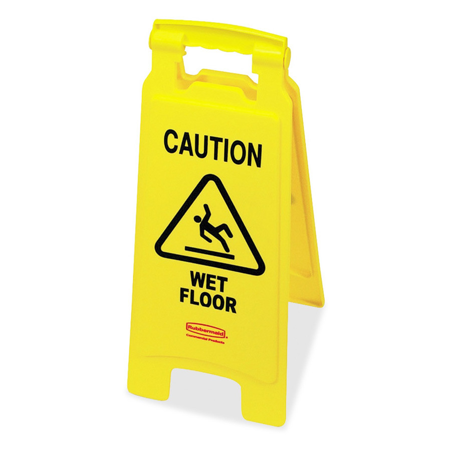 Rubbermaid Caution Wet Floor Sign, Plastic (RCP611277YW)
