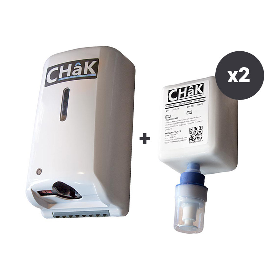 Chak White Automatic Liquid Chalk Dispenser + 2 Liquid Chalk Refills (1000 mL)