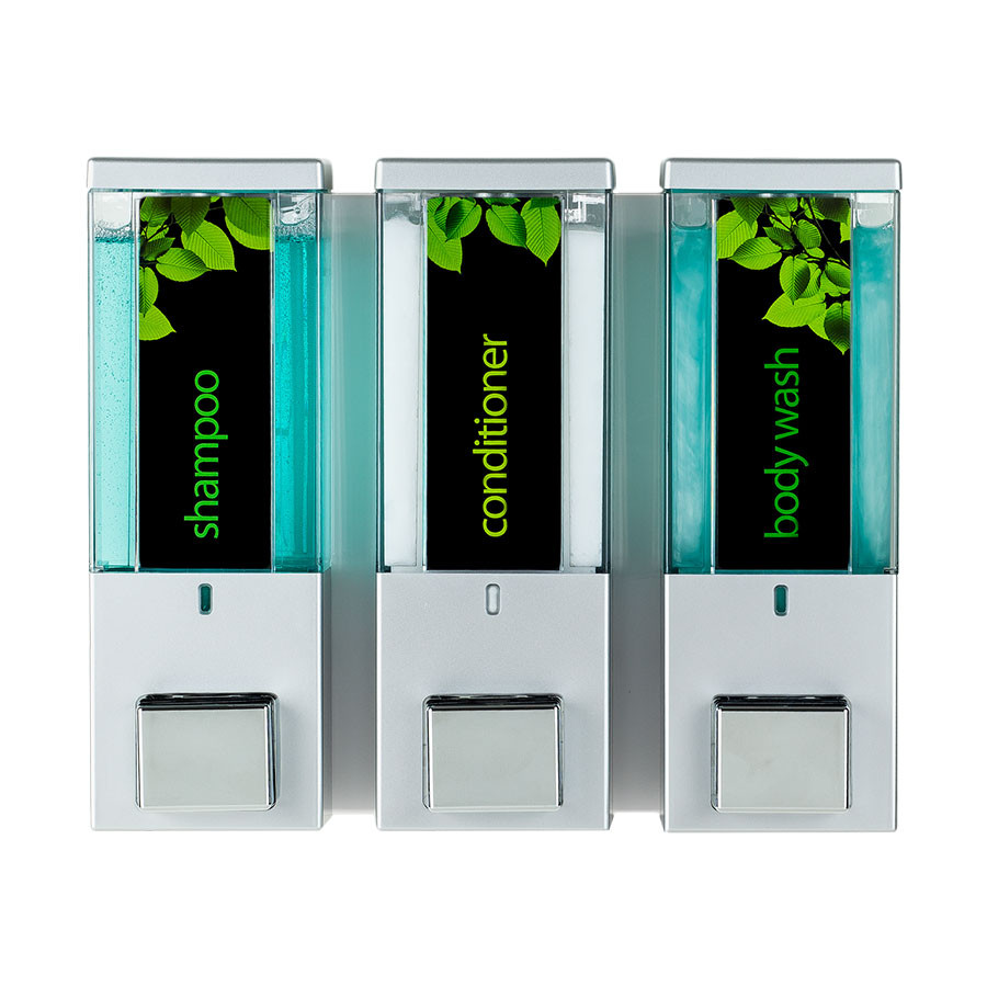 Dispenser Amenities iQon Triple Soap Dispenser, 3 Chambers, Satin/Translucent (86334)