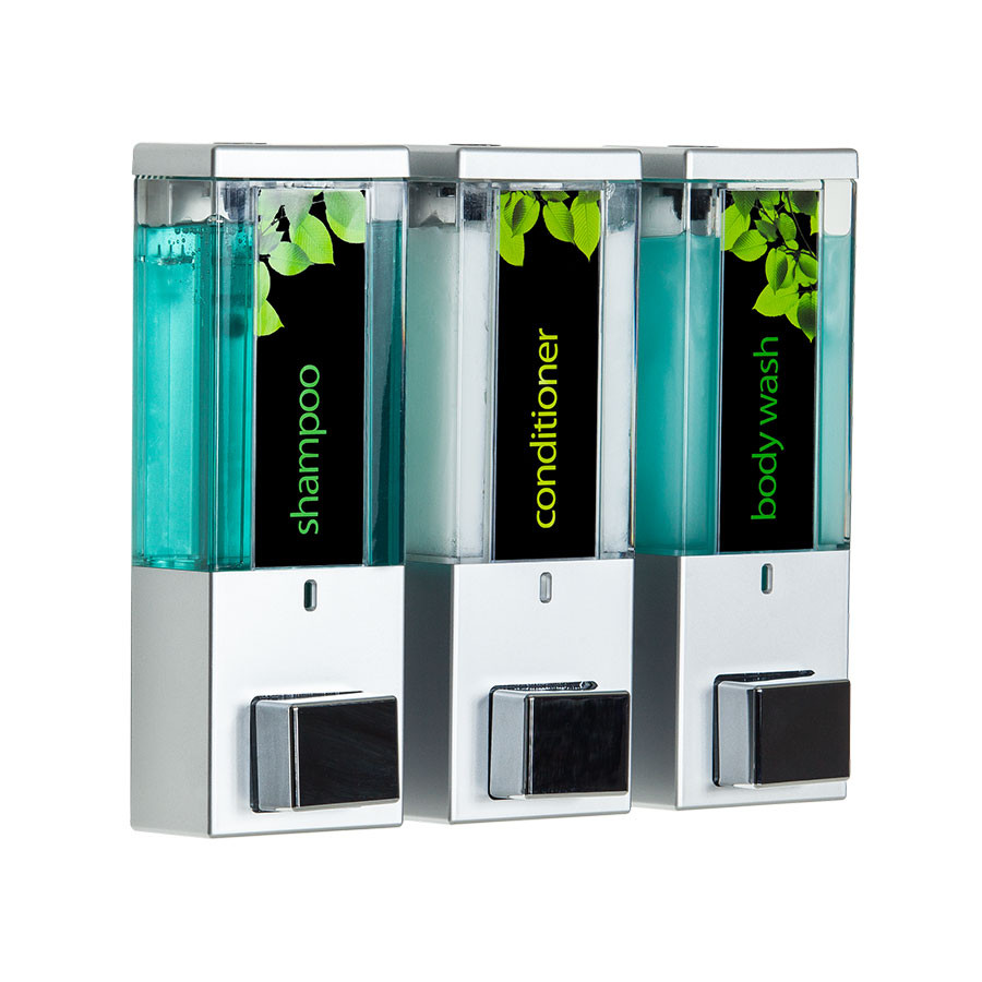 Dispenser Amenities iQon Triple Soap Dispenser, 3 Chambers, Satin/Translucent (86334)
