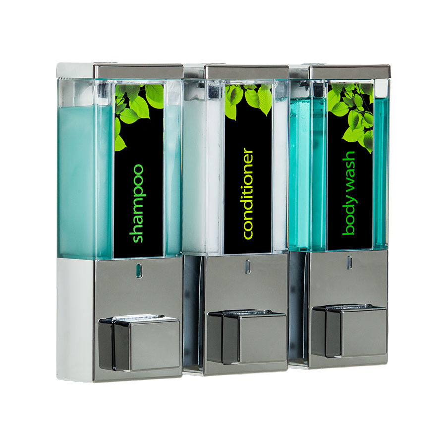 Dispenser Amenities iQon Triple Soap Dispenser, 3 Chambers, Chrome/Translucent (86344)