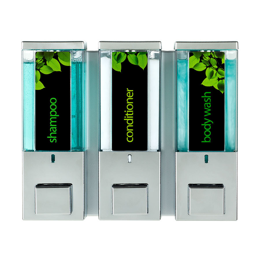 Dispenser Amenities iQon Triple Soap Dispenser, 3 Chambers, Chrome/Translucent (86344)