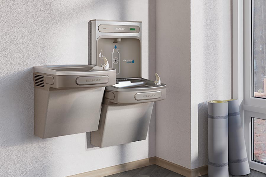 Elkay EZH2O Bottle Filling Station & Versatile Bi-Level ADA Cooler, Filtered 8 GPH Light Gray, ELK-LZSTL8WSLK