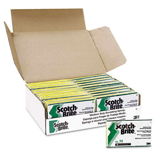 Scotch Brite Medium Dual-Action Cellulose Sponge, 3.6 x 6.1, Yellow/Green 20 Case