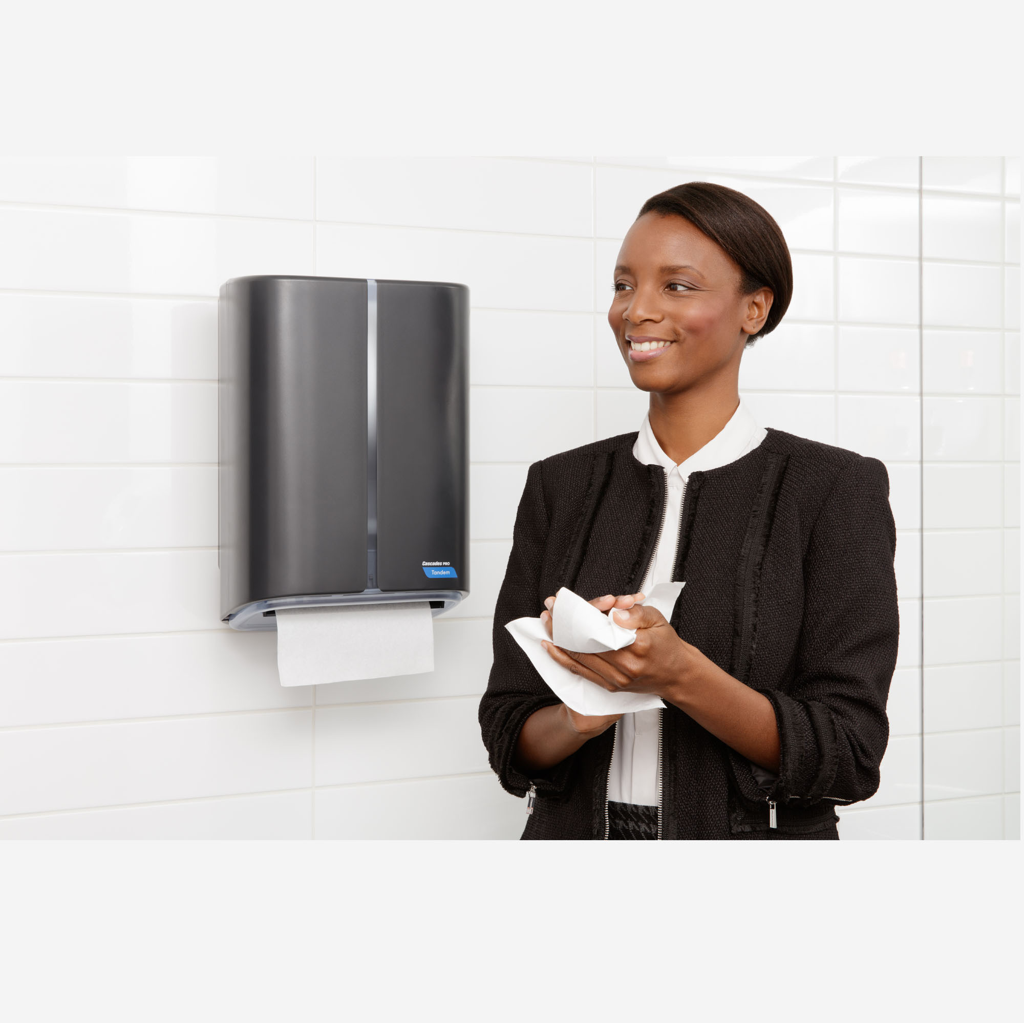 Cascades Pro Tandem Electronic Touchless Roll Towel Dispenser C350 - Dark Gray