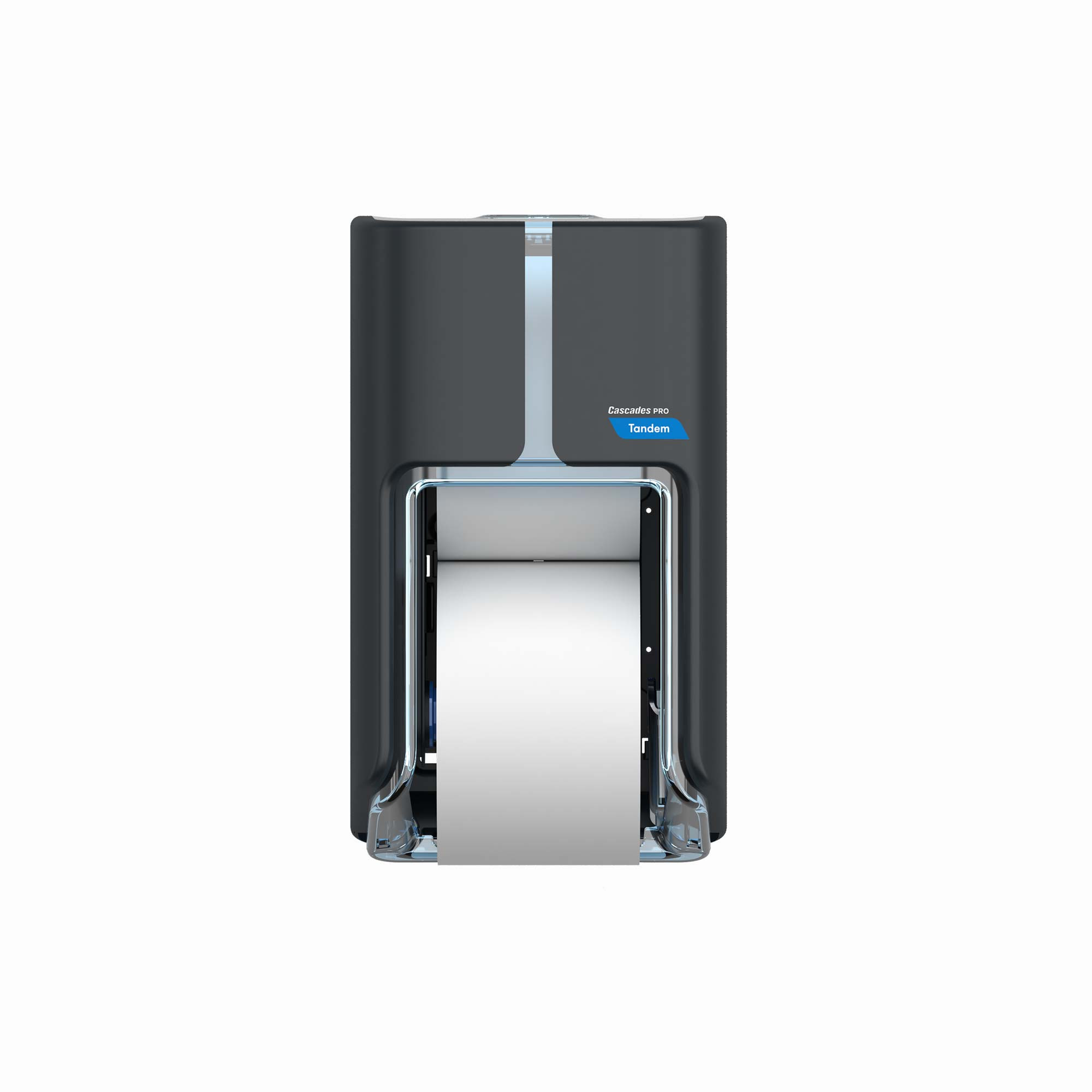 Cascade Pro Tandem Top-Bottom High-Capacity Toilet Paper Dispenser C310- Dark Grey