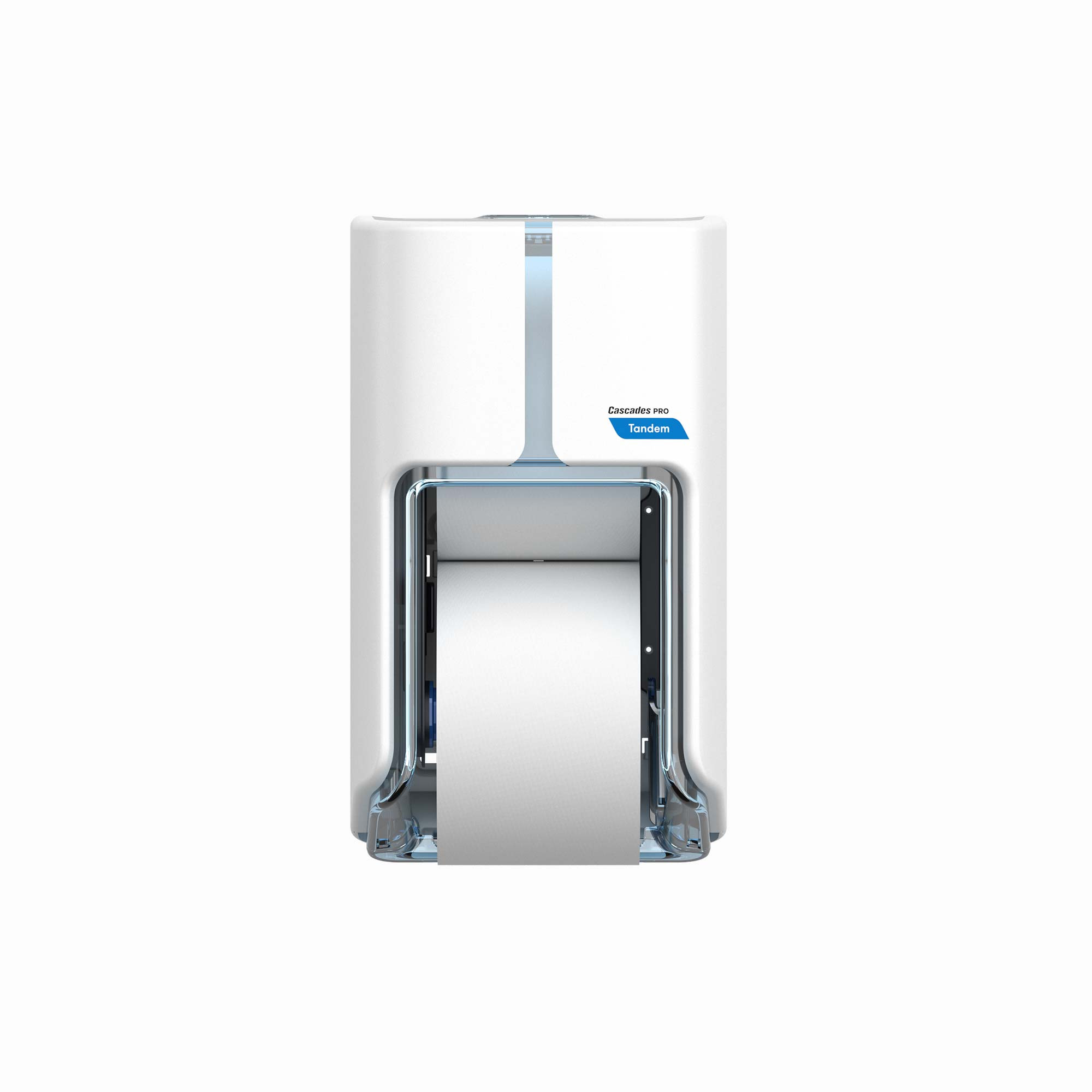 Cascade Pro Tandem Top-Bottom High-Capacity Toilet Paper Dispenser C311- White