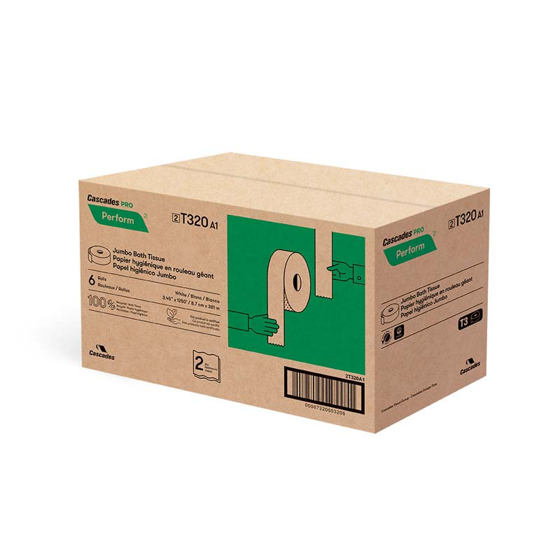 Cascades-Pro 2-ply Jumbo Toilet Tissue, T320 (3.4" x 1250ft/roll)