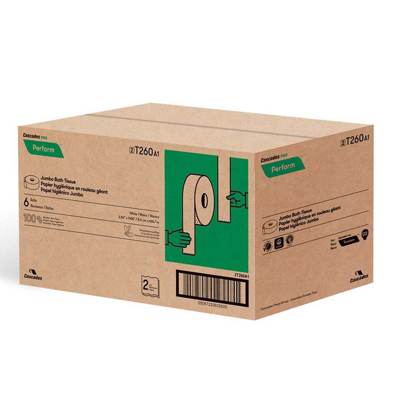 Cascades-Pro Perform Jumbo Toilet Paper, 2-ply, (3.5" x 1400 ft/roll)