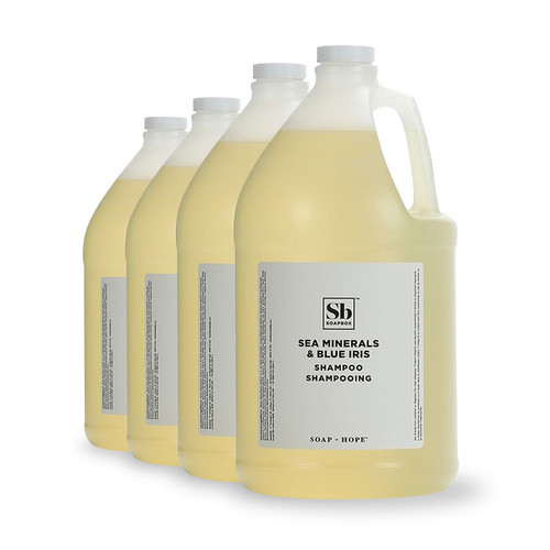 Case of 4 Soapbox Sea Minerals & Blue Iris shampoo—vegan, silicone-free hair cleanser