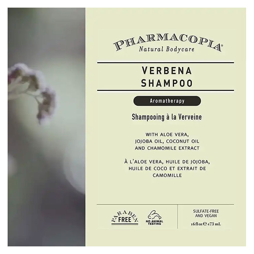 Pharmacopia Verbena Hair Shampoo—gentle, sulfate-free cleanser with no parabens