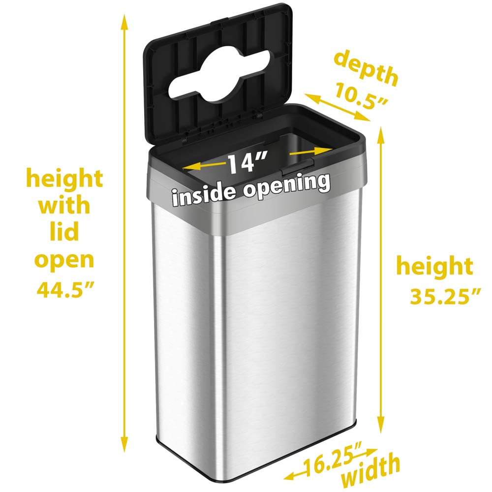 Rectangular Trash Bin, Flip Open Trash Lid, Stainless Steel