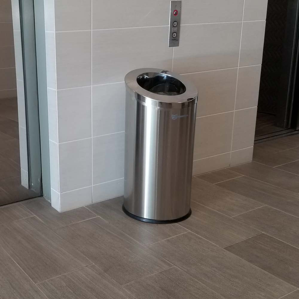 Open Top Beveled Round Trash Can