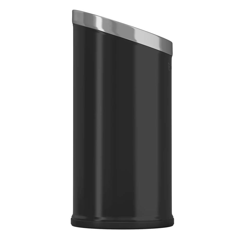 Black Powder-Coated Trash Bin