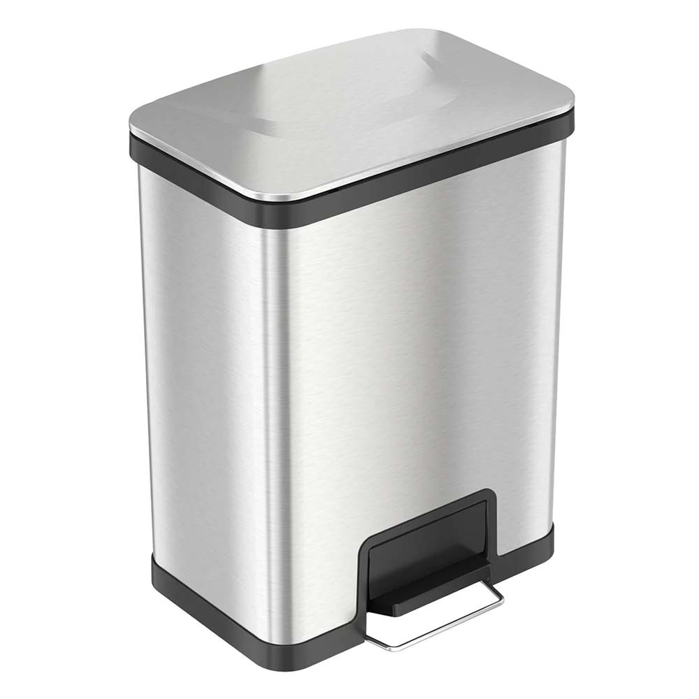 13 Gal Step Trash Can (AirStep), Stainless Steel
