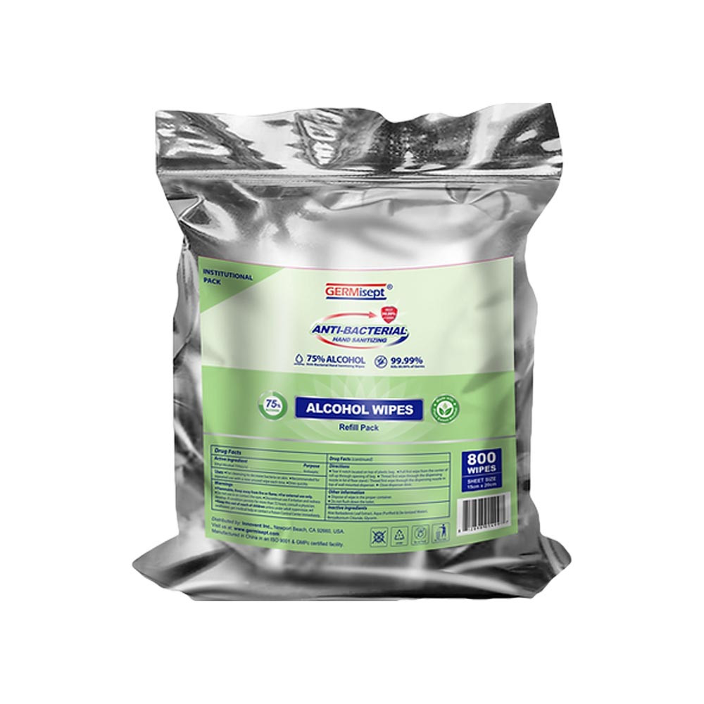 75% Alcohol Hand Sanitizing Wipes (800/roll, 2 rolls/case) | Germisept